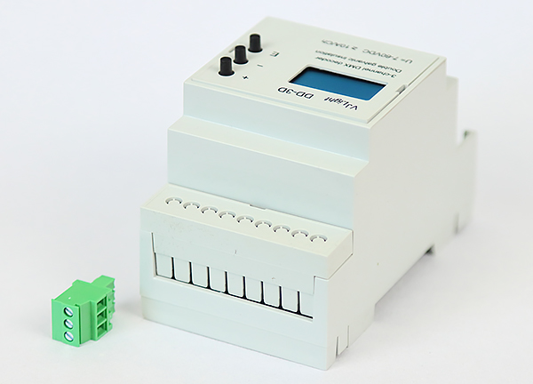 VJLight DD-3D - DMX декодер 3 канала (RGB) на DIN рейку с двойной гальванической развязкой.