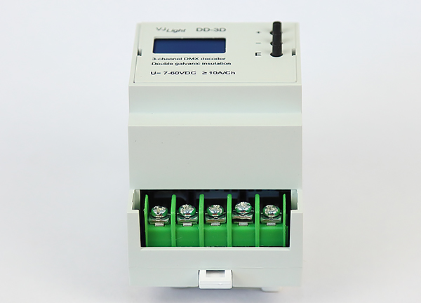 VJLight DD-3D - DMX декодер 3 канала (RGB) на DIN рейку с двойной гальванической развязкой.