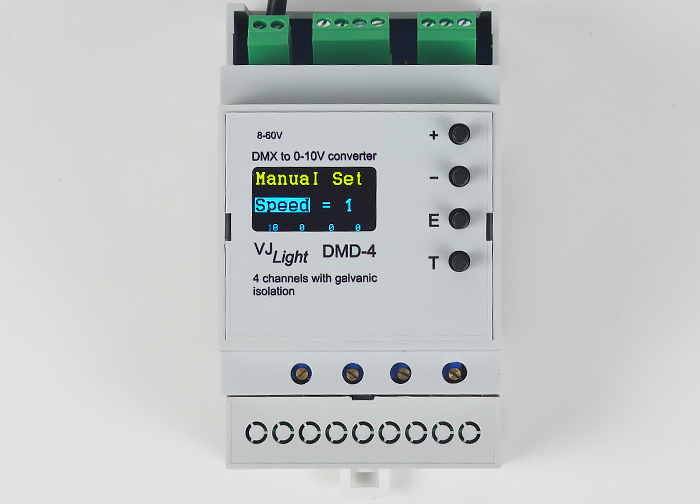 VJLight DMD-4 - Конвертер DMX в 0-10V&nbsp; на DIN рейку 4 канала с двойной&nbsp;гальванической развязкой.