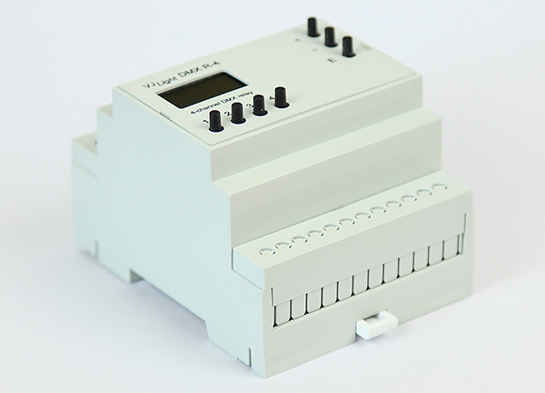  VJLight DMX R-4 - DMX реле на DIN рейку 4 канала с двойной гальванической развязкой