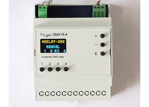  VJLight DMX R-4 - DMX реле на DIN рейку 4 канала с двойной гальванической развязкой