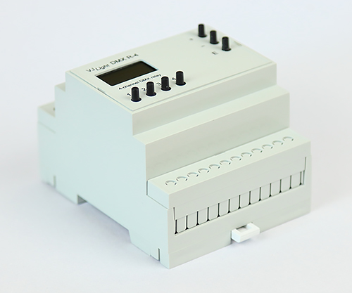 Show-Device.ru - DMX реле на DIN рейку. OLED экран, двойная гальваническая развязка, разъёмные и винтовые клеммники.