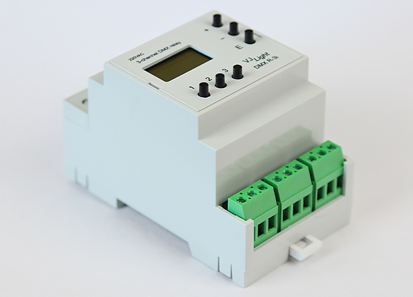 VJLight DMX R-3l - DMX реле на DIN рейку 3 канала по 16а/250vac с двойной гальванической развязкой