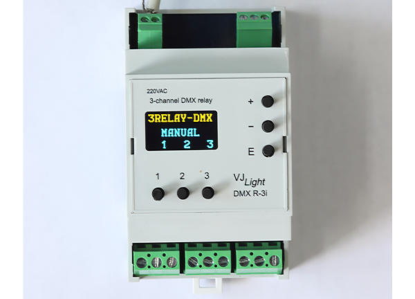 VJLight DMX R-3l - DMX реле на DIN рейку 3 канала по 16а/250vac с двойной гальванической развязкой