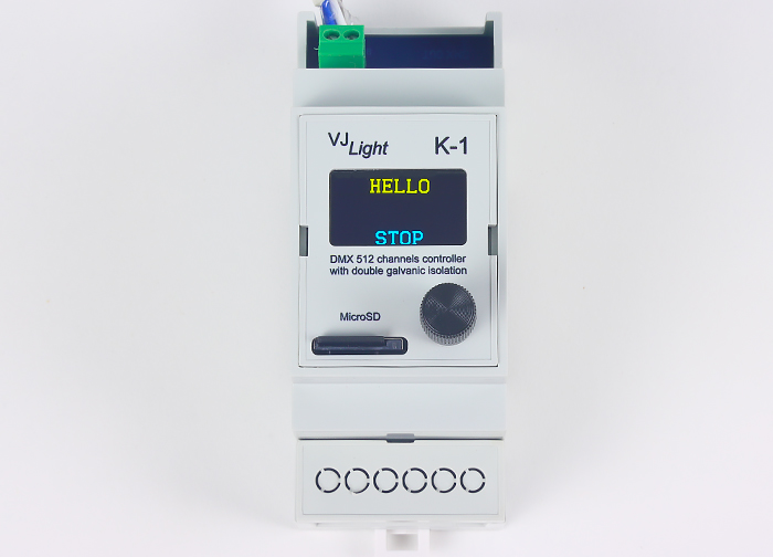 VJLight К-1 - DMX контроллер 512 каналов с двойной гальванической развязкой и простым программированием в текстовом файле.