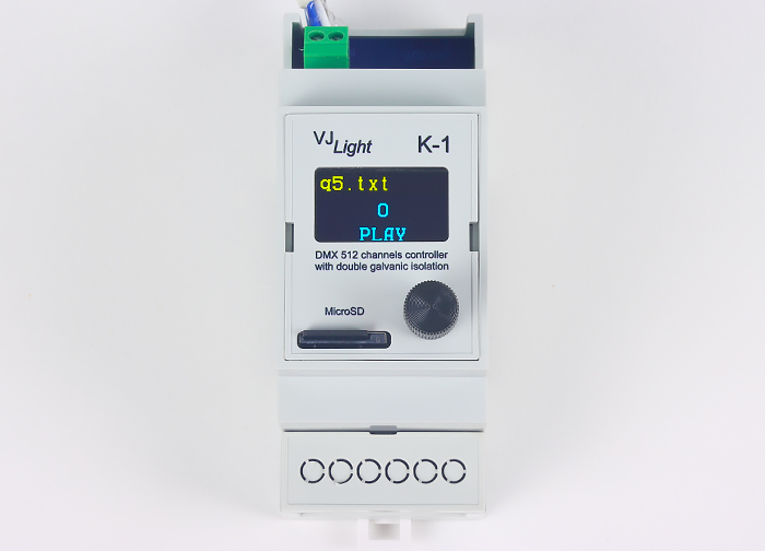 VJLight К-1 - DMX контроллер 512 каналов с двойной гальванической развязкой и простым программированием в текстовом файле.