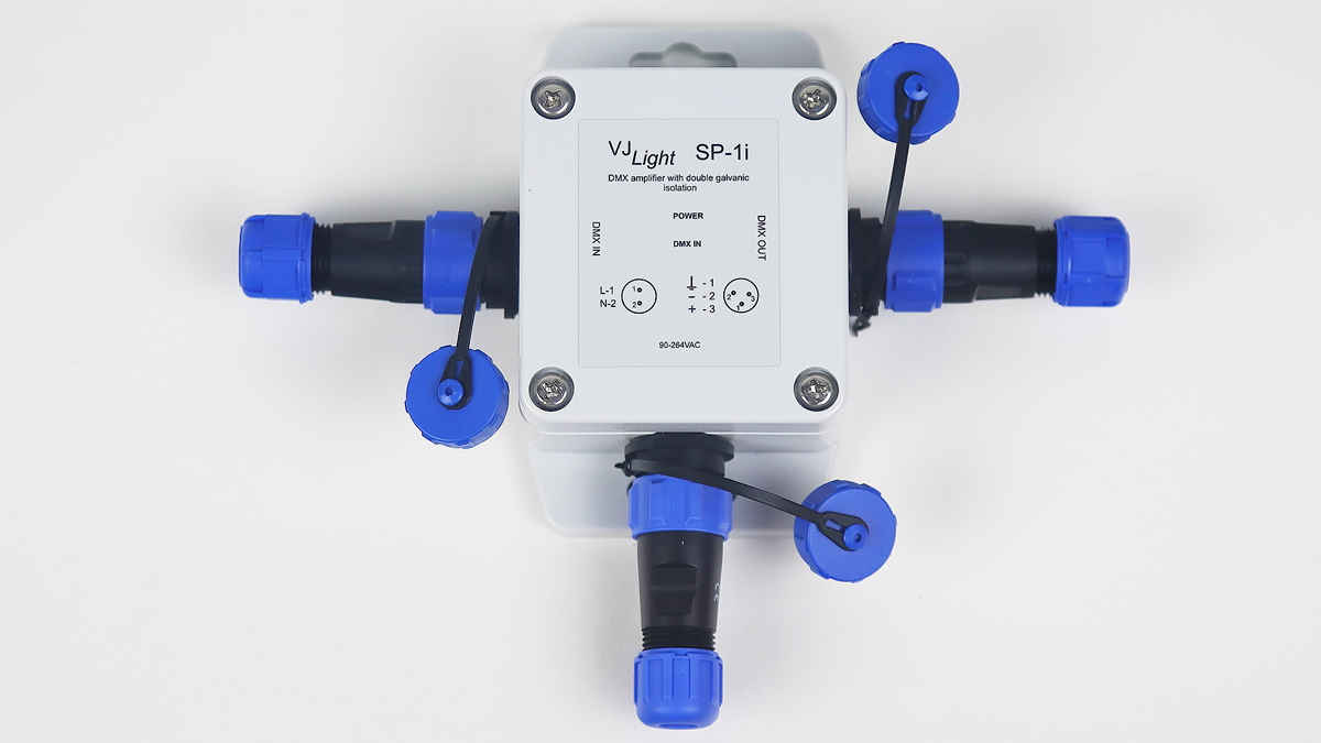 VJLight SP-1i - IP68 (IP67) Усилитель DMX сигнала с двойной&nbsp;гальванической развязкой и индикаторами.