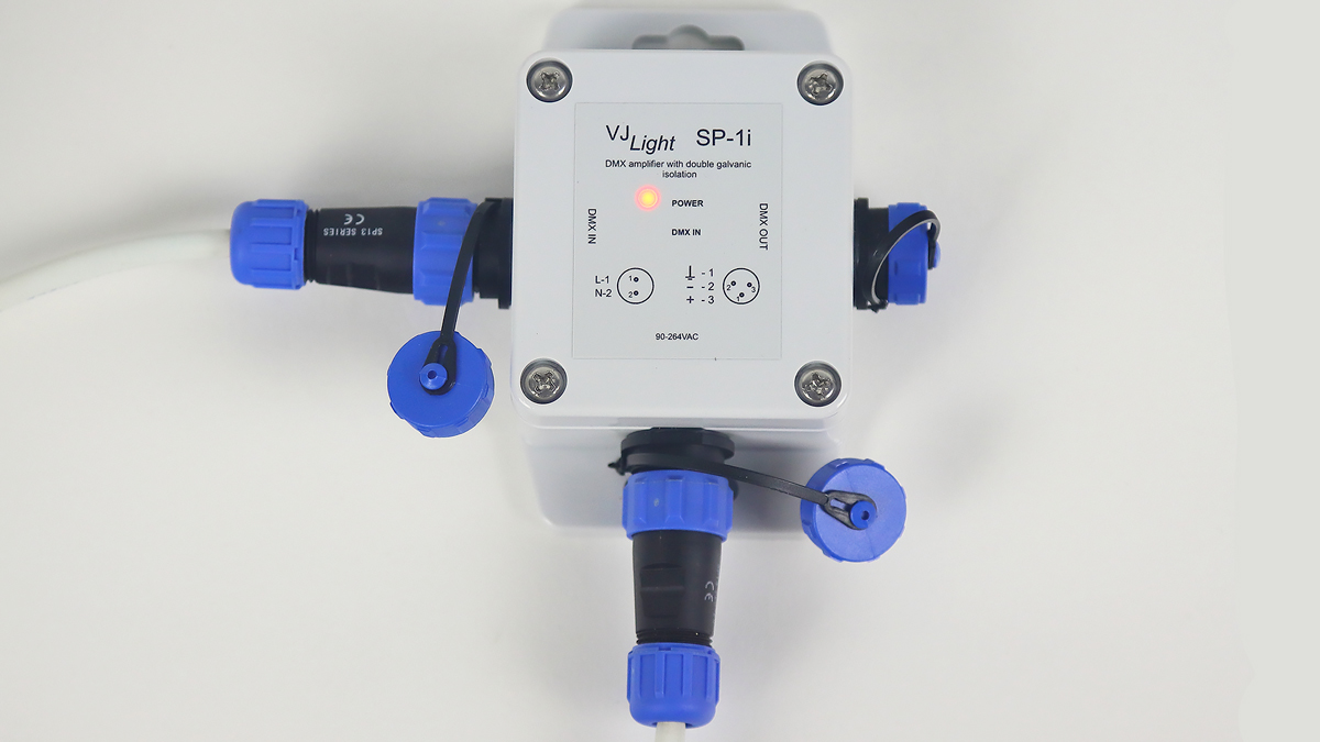VJLight SP-1i - IP68 (IP67) Усилитель DMX сигнала с двойной&nbsp;гальванической развязкой и индикаторами.