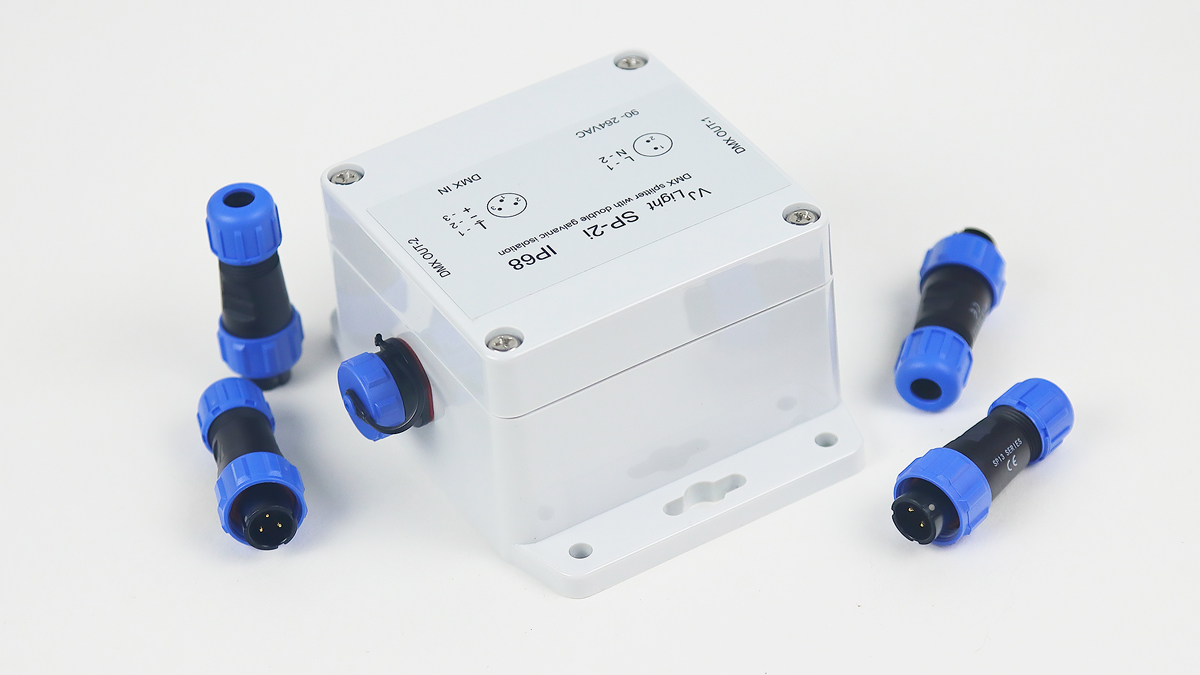 VJLight SP-2i - IP68 (IP67) DMX сплиттер 2 выхода с двойной&nbsp;гальванической развязкой и индикаторами.