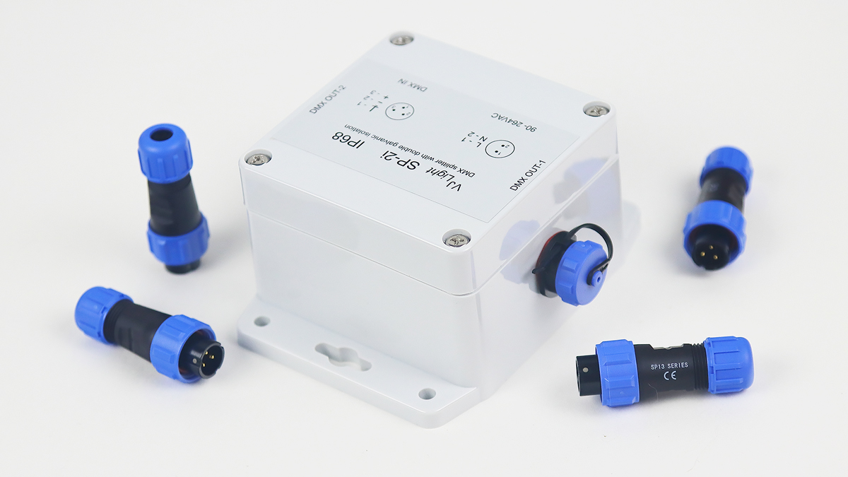 VJLight SP-2i - IP68 (IP67) DMX сплиттер 2 выхода с двойной&nbsp;гальванической развязкой и индикаторами.