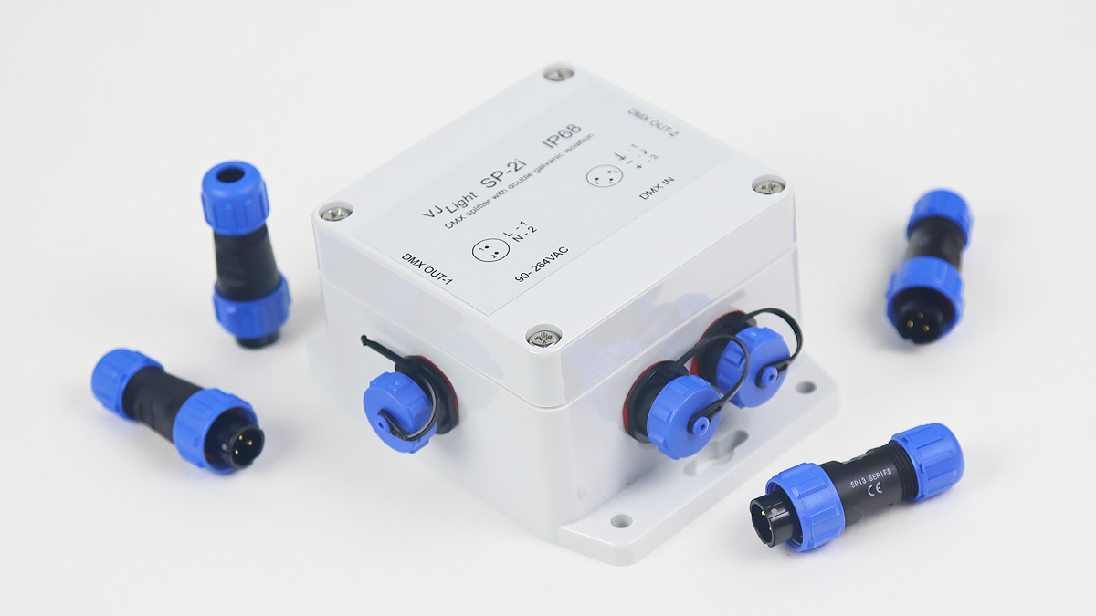 VJLight SP-2i - IP68 (IP67) DMX сплиттер 2 выхода с двойной&nbsp;гальванической развязкой и индикаторами.