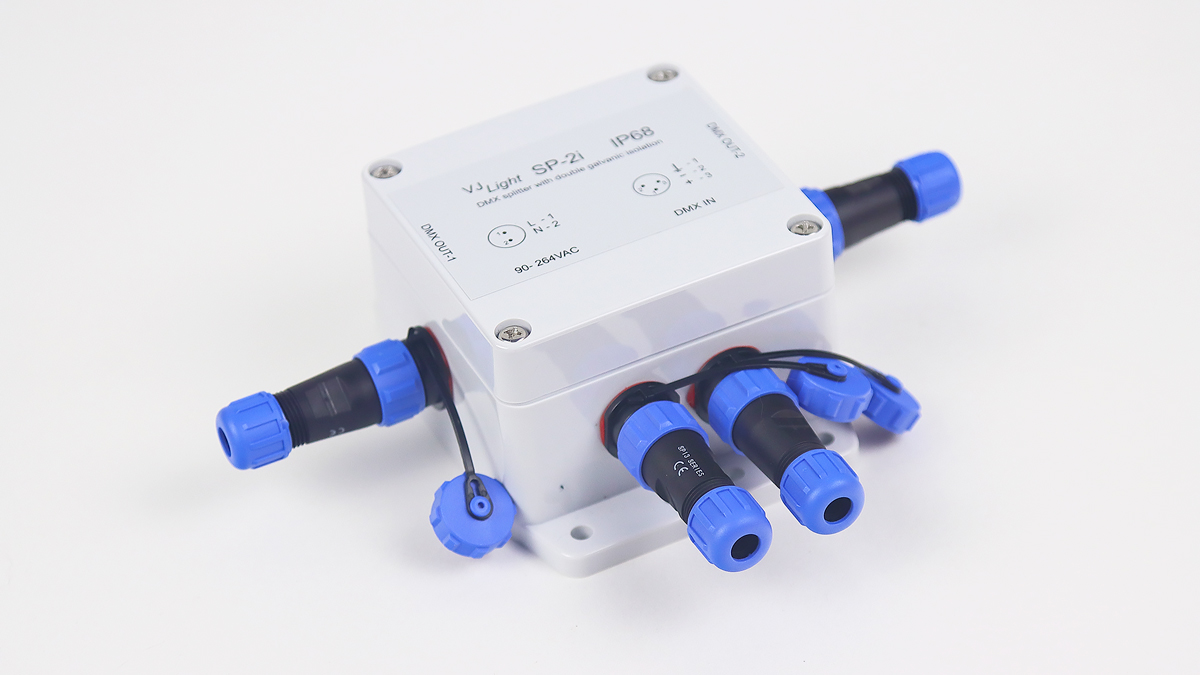 VJLight SP-2i - IP68 (IP67) DMX сплиттер 2 выхода с двойной&nbsp;гальванической развязкой и индикаторами.