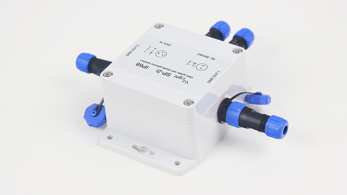 VJLight SP-2i - IP68 (IP67) DMX сплиттер 2 выхода с двойной&nbsp;гальванической развязкой и индикаторами.
