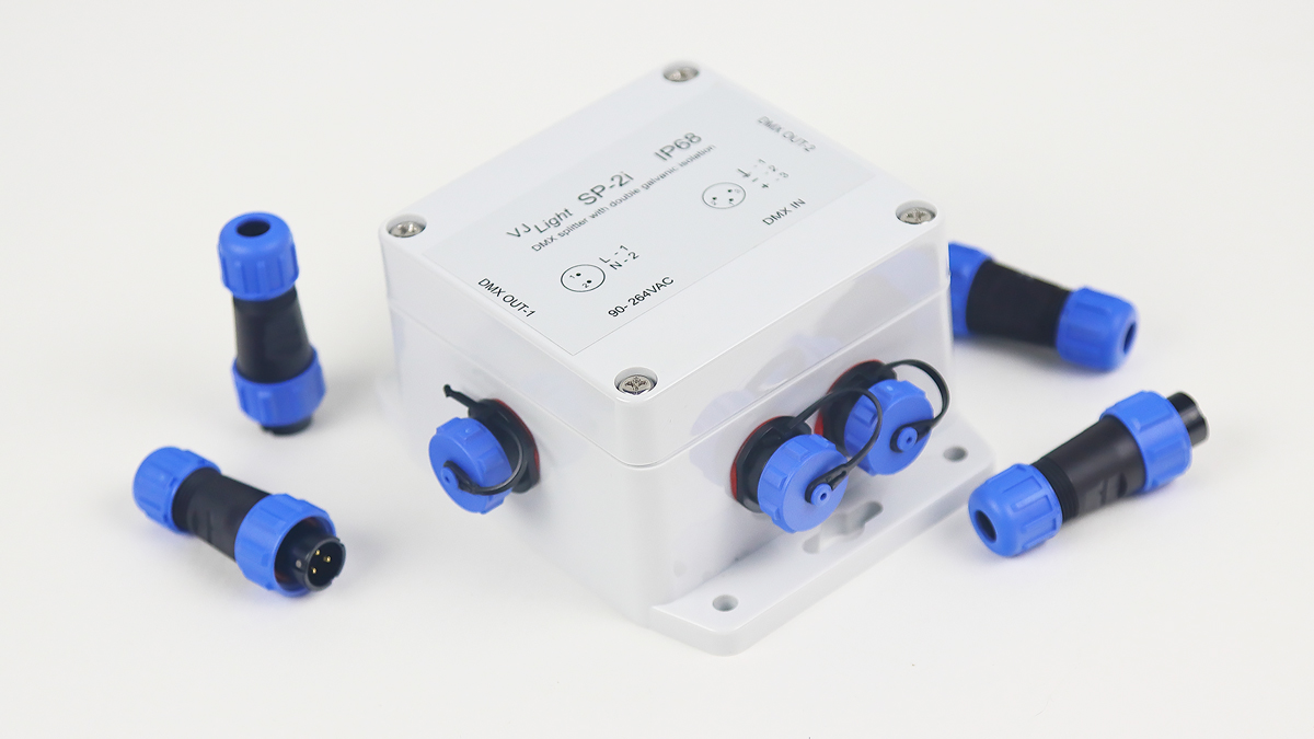 VJLight SP-2i - IP68 (IP67) DMX сплиттер 2 выхода с двойной&nbsp;гальванической развязкой и индикаторами.