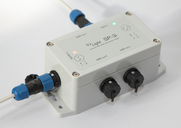 VJLight SP-3i - DMX сплиттер-усилитель IP68 (IP67) 3 выхода с двойной&nbsp;гальванической развязкой и индикаторами.