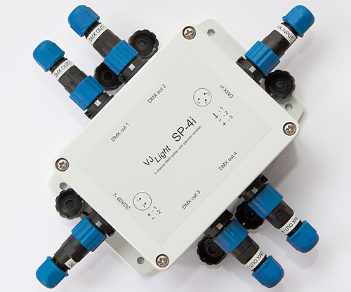 VJLight SP-4i - IP68 (IP67) DMX сплиттер-усилитель 4 выхода со свободным креплением. Show-Device.ru