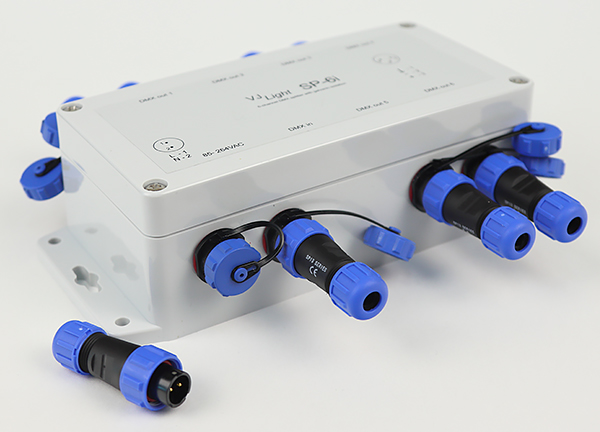 VJLight-SP-6i - IP68 (IP67) DMX сплиттер-усилитель 6 выходов с двойной гальванической развязкой и индикаторами