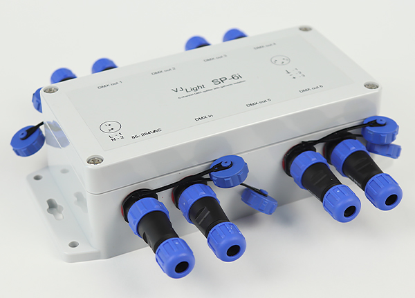 VJLight-SP-6i - IP68 (IP67) DMX сплиттер-усилитель 6 выходов с двойной гальванической развязкой и индикаторами