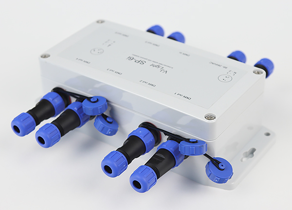 VJLight-SP-6i - IP68 (IP67) DMX сплиттер-усилитель 6 выходов с двойной гальванической развязкой и индикаторами