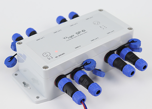 VJLight-SP-6i - IP68 (IP67) DMX сплиттер-усилитель 6 выходов с двойной гальванической развязкой и индикаторами