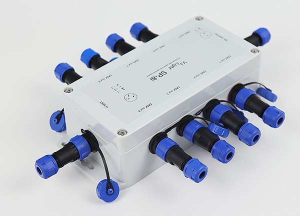 VJLight-SP-8i - IP68 (IP67) DMX сплиттер-усилитель 8 выходов с двойной гальванической развязкой и индикаторами