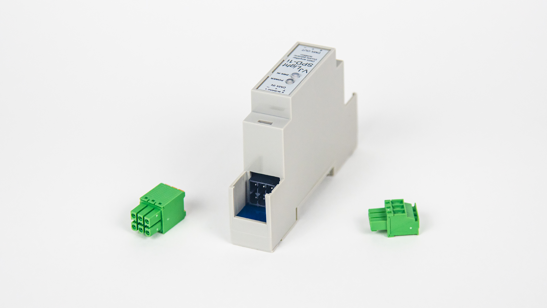 VJLight SPD-1i - усилитель DMX сигнала на DIN рейку с двойной гальванической развязкой и индикаторами.