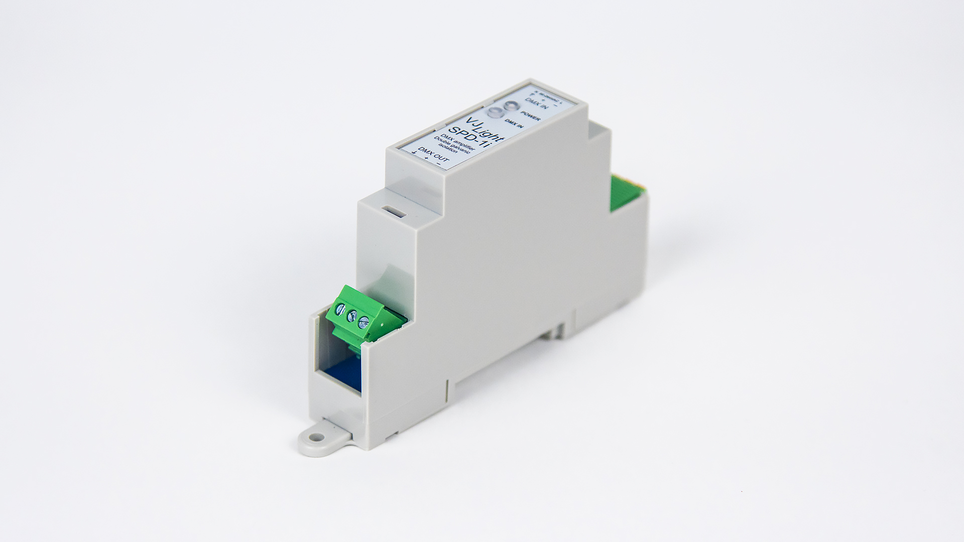 VJLight SPD-1i - усилитель DMX сигнала на DIN рейку с двойной гальванической развязкой и индикаторами.