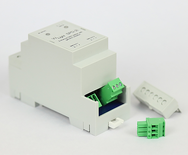 VJLight SPD-2i - DMX сплиттер-усилитель на DIN рейку 2 выхода с двойной гальванической развязкой и индикаторами