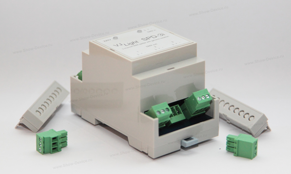 VJLight SPD-3i - DMX сплиттер-усилитель на DIN рейку 3 выхода с двойной гальванической развязкой и индикаторами