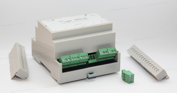 VJLight SPD-6i - DMX сплиттер-усилитель на DIN рейку 6 выходов с двойной гальванической развязкой и индикаторами