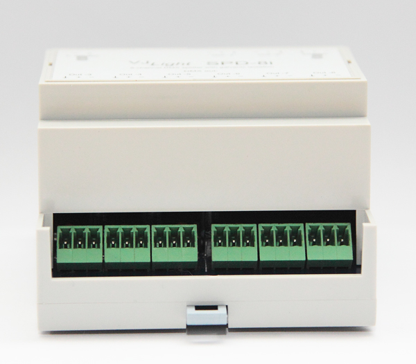 VJLight SPD-8i - DMX сплиттер-усилитель на DIN рейку 8 выходов с двойной гальванической развязкой и индикаторами