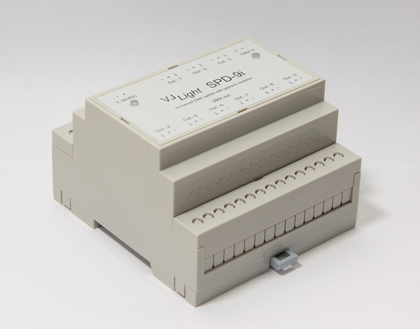 VJLight SPD-9i - DMX сплиттер-усилитель 9 выходов на DIN рейку с двойной гальванической развязкой и индикаторами. Show-Device.ru