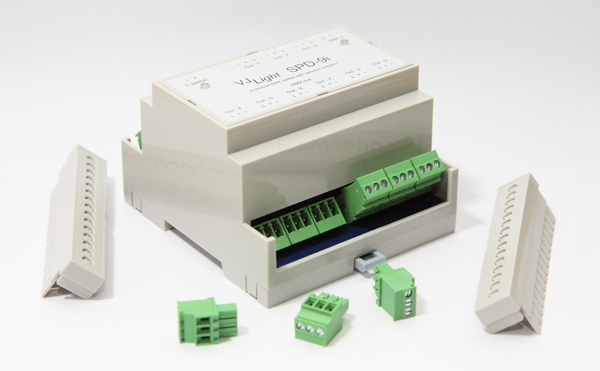 VJLight SPD-9i - DMX сплиттер-усилитель на DIN рейку 9 выходов с двойной гальванической развязкой и индикаторами