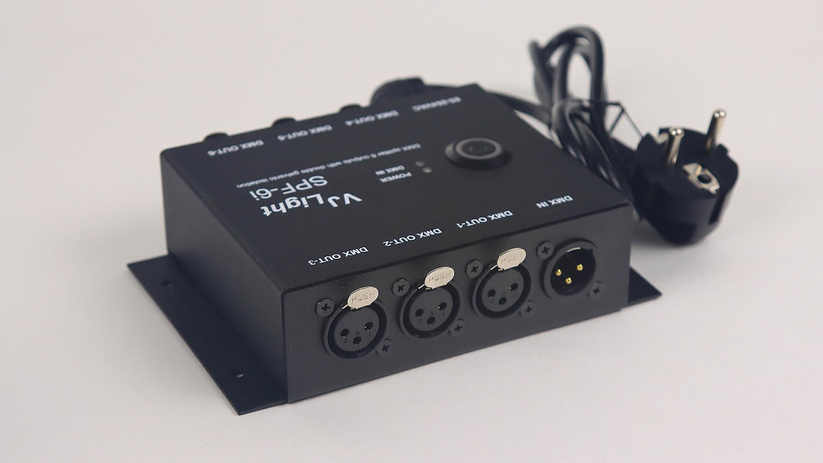 VJLight SPF-6i - DMX сплиттер-усилитель свободного крепления 6 XLR выходов с двойной гальванической развязкой и индикаторами
