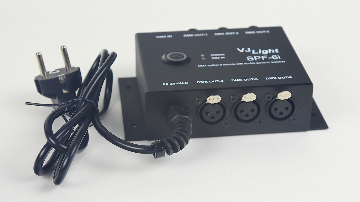 VJLight SPF-6i - DMX сплиттер-усилитель 6 выходов с двойной гальванической развязкой и индикаторами, XLR разъёмы, свободного крепления. Show-Device.ru