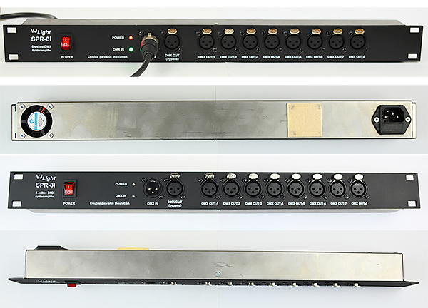 VJLight SPR-8i - DMX сплиттер-усилитель в RACK стойку 8 XLR выходов с двойной гальванической развязкой и индикаторами