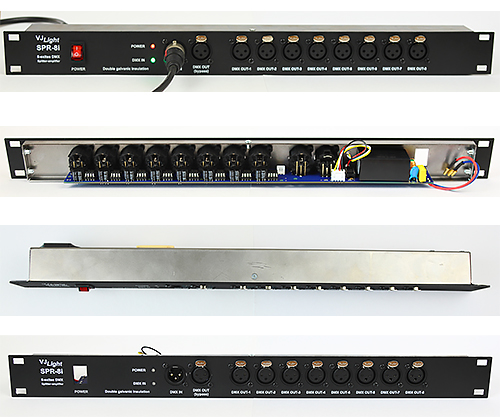 VJLight SPR-8i - DMX сплиттер-усилитель в RACK стойку 8 XLR выходов с двойной гальванической развязкой и индикаторами