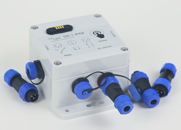 VJLight SR-1i - IP68 (IP67) DMX реле свободного крепления 1 канал до 13A/250VAC с двойной гальванической развязкой и индикаторами