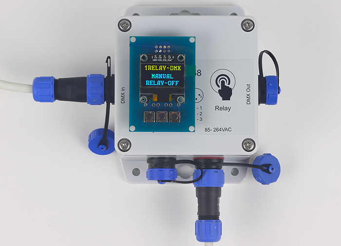 VJLight SR-1i - IP68 (IP67) DMX реле свободного крепления 1 канал до 13A/250VAC с двойной гальванической развязкой и индикаторами