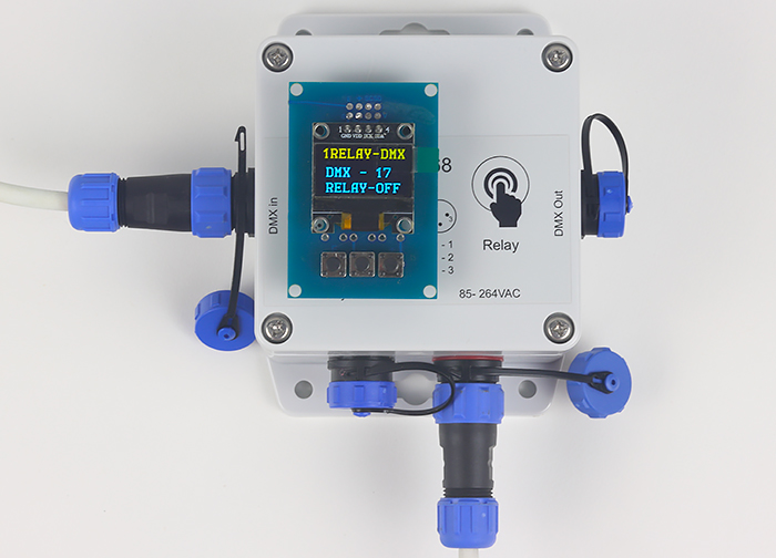 VJLight SR-1i - IP68 (IP67) DMX реле свободного крепления 1 канал до 13A/250VAC с двойной гальванической развязкой и индикаторами