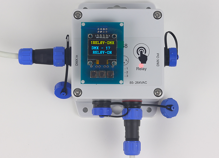VJLight SR-1i - IP68 (IP67) DMX реле свободного крепления 1 канал до 13A/250VAC с двойной гальванической развязкой и индикаторами